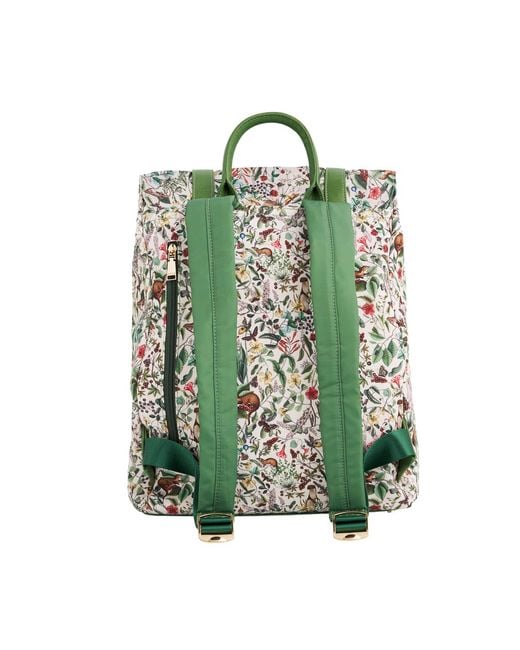 Fable England Green Garden Floral Buckle Backpack