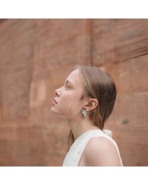 London Atelier Byproduct Metallic Rectangular Stud Earrings