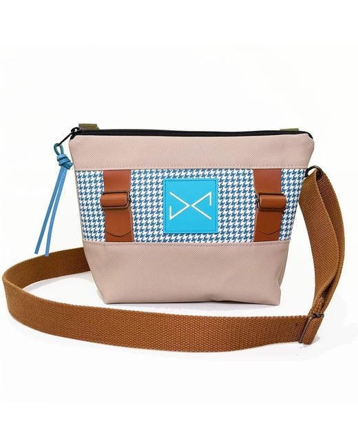 Daniel Chong Blue Neutrals Basket Crossbody Mini Bag, Camel – Houndstooth