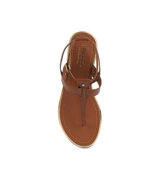 Rag & Co Brown Irene Tan Flat Thong Sandals By Rag & Co