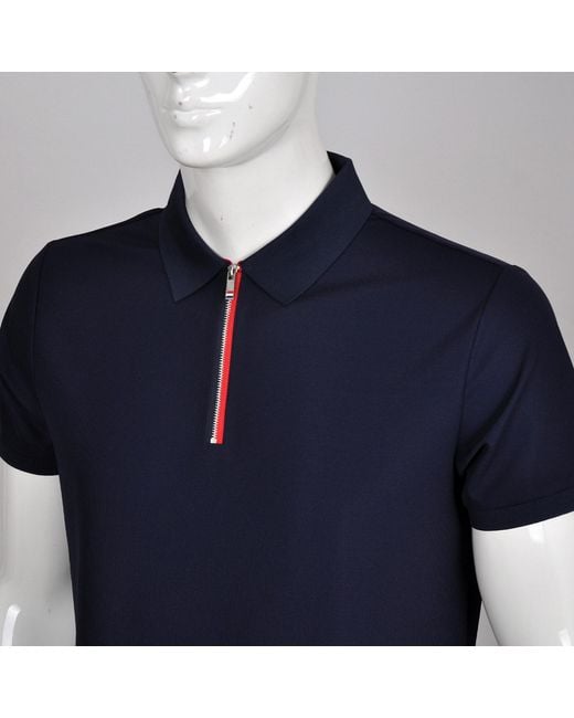 DAVID WEJ Blue Marco Zip Polo for men
