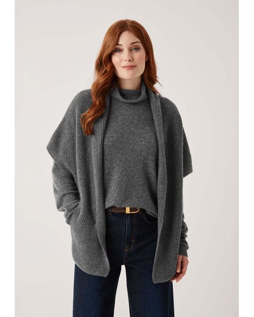 Loop Cashmere Gray Half Cardigan Sleeveless Cardigan