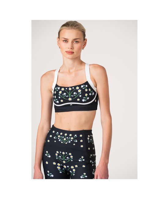 Jessie Zhao New York White Day Night Garden Reversible Racerback Sports Bra