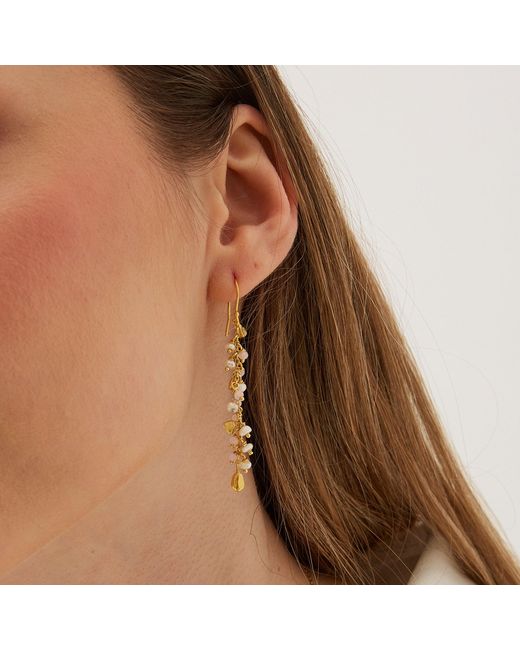 Spero London Metallic Multiple Baroque Pearl Drop Sterling Earring