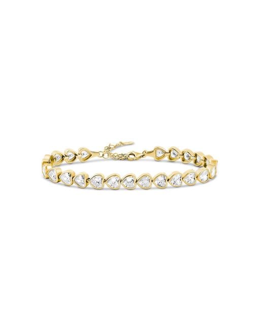 SHYMI Metallic Bezel-Set Heart Tennis Bracelet