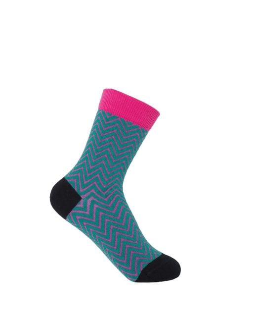 Peper Harow - Made in England Blue Zigzag Socks