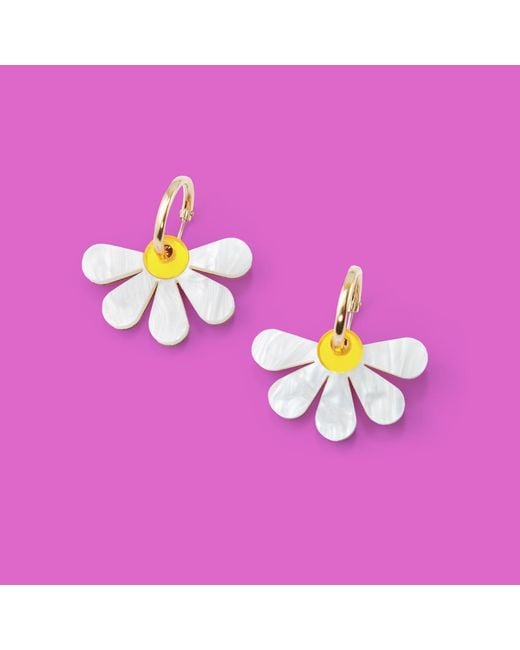 By Chavelli Metallic Daisy Dangle Earrings