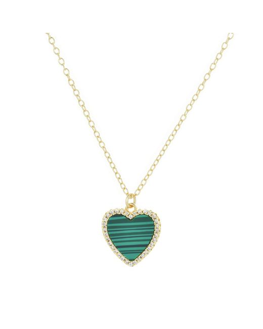 KAMARIA Metallic Malachite Heart Necklace With Crystals