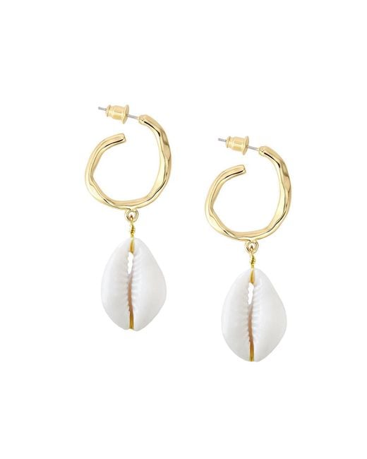 Adriana Pappas Designs Metallic Hammered Hoop Shell Drops