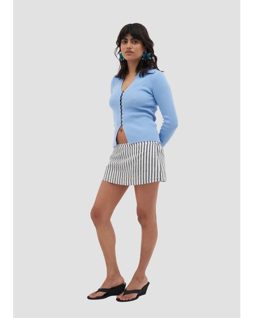 Manuela Cabrales Gray Heliconia Block Print Mini Skort
