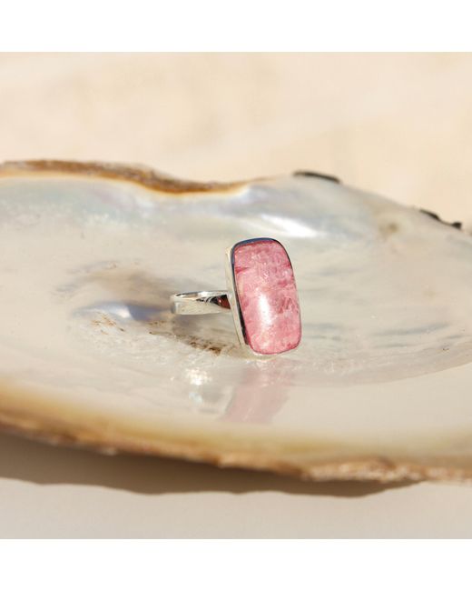 FV Jewellery Pink La Stèle Rhodochrosite & Rectangle Ring