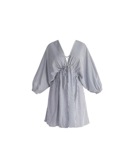 Paisie Blue V-Neck Balloon Sleeve Dress