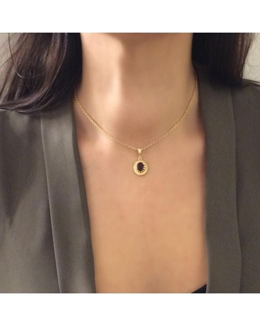 Vintouch Italy Metallic Luccichio Garnet Pendant Necklace