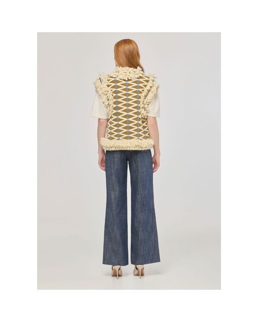 The Extreme Collection Metallic Neutrals Mustard Fringed Artisanal Vest Brittany