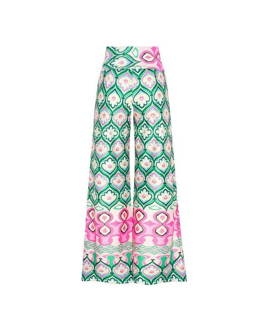 Beatrice von Tresckow Green Candy Bloom Stretch Bell Bottom Trousers