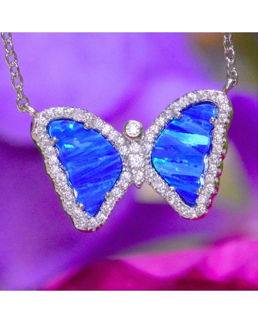 KAMARIA Blue Mini Opal Butterfly Necklace