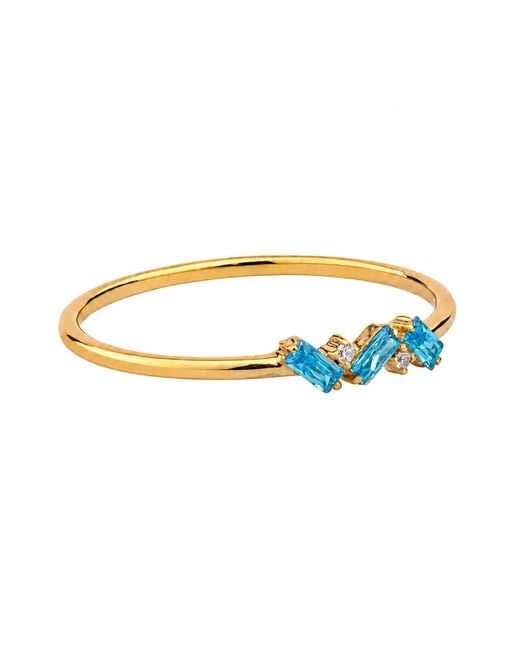Belinda Jewelz Blue Swiss Triple Baguette Birthstone Ring