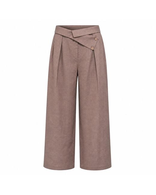 Lumina Eligma Brown The Wrapline Linen Trouser