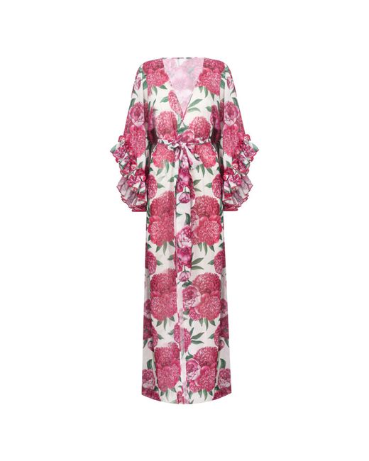 Nur Karaata Pink Joali Fushia Floral Kimono