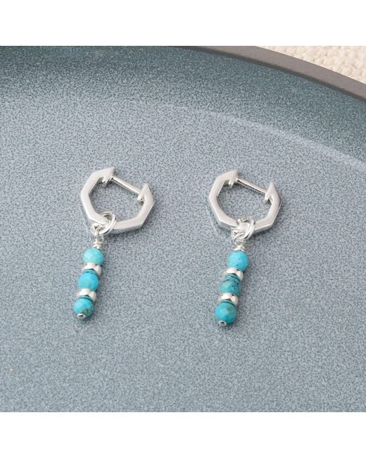 Nellou Jewellery Blue Linear Huggie December Birthstone Earrings Sterling