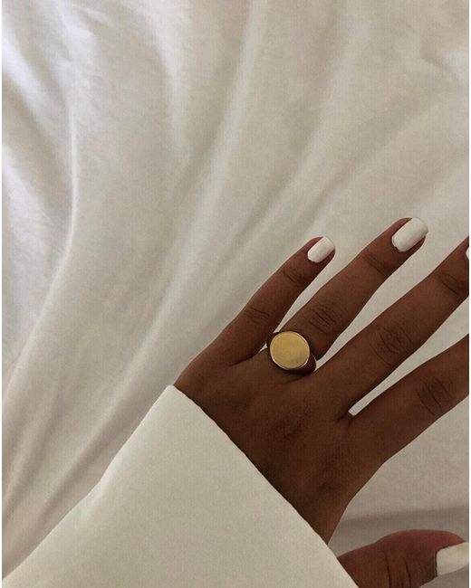 Spero London Metallic Signature Round Sterling Signet Ring