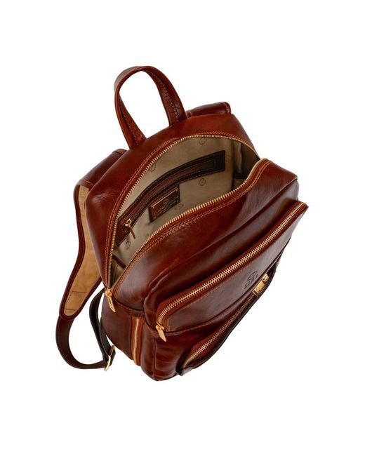 Time Resistance Red Large Leather Backpack for men