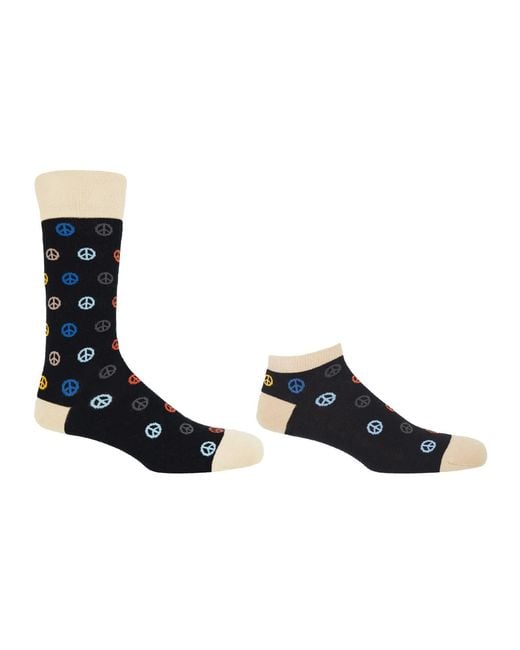 Peper Harow - Made in England Blue Peace Luxury Crew & Trainer Socks Bundle for men