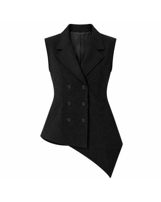 IZABELA MANDOIU Black Sculptural Asymmetric Double-Breasted Vest