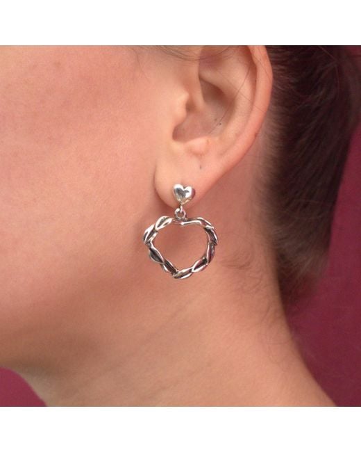 Unaloe Metallic Sterling Heart Drop Earrings – Contemporary Statement Designer Jewelry