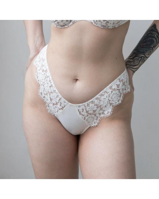 MONIQUE MORIN LINGERIE White Frisson Hi Leg Panty