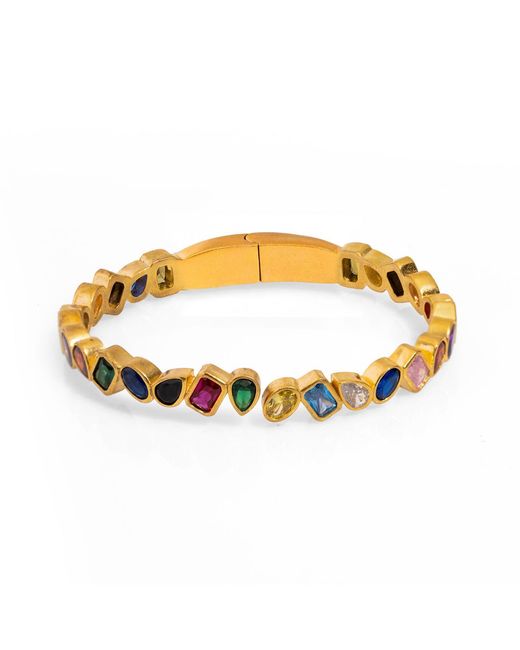 Ebru Jewelry Metallic Multi Gemstone & Majestic Bangle Bracelet