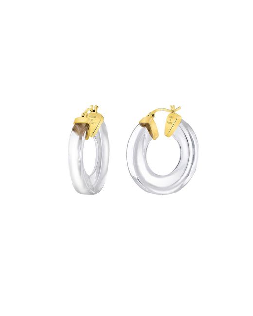 Gold & Honey Metallic Clear Chunky V-Hoop Lucite Earrings