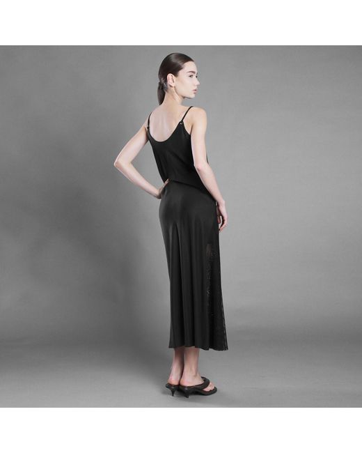 Silvia Serban Black Tencel Dress With Mesh Insert