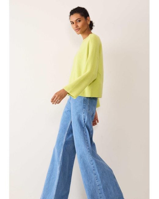 Loop Cashmere Yellow Ribbed Detail Lofty Crew Sweatshirt