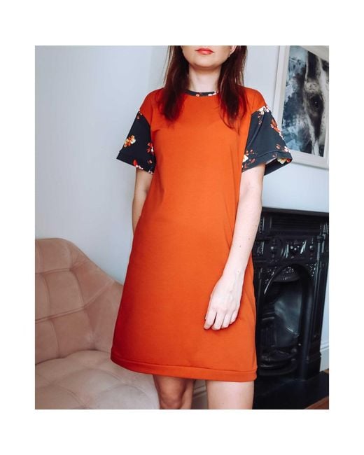 Sophie Cameron Davies Orange Rust Cotton T-shirt Dress