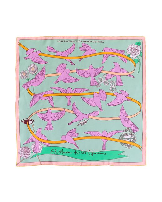 Lost Pattern Multicolor Frida X Lost Pattern House Of Frida Silk Bandana Scarf