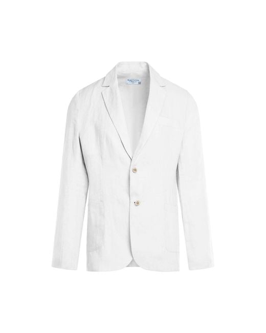 Haris Cotton White Solid Lapel Neck Linen Blazer for men