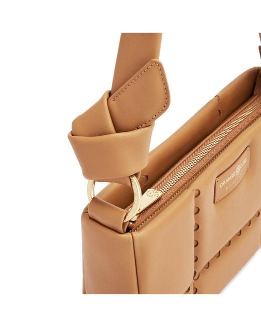 Orange Cube White Square Stitch Cushion Shoulder Bag