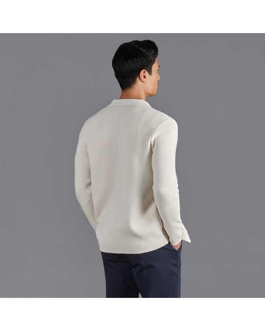 Paul James Knitwear White Neutrals Cotton Deconstructed Knitted Gabriel Blazer for men