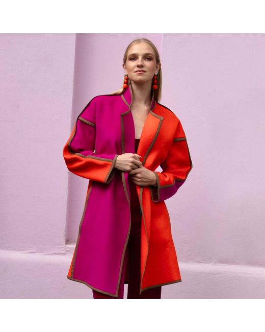 Beatrice von Tresckow Pink Orange Oversized Cashmere Mix Space Coat