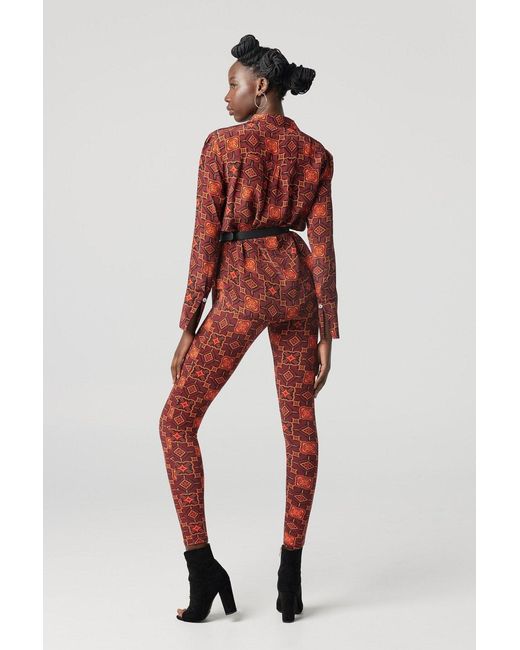 Why Mary Red Casablanca Mosaic Printed Leggings