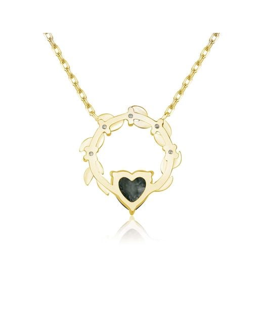 Azura Jewelry New York Metallic Heart Desire Moss Agate Vermeil Necklace