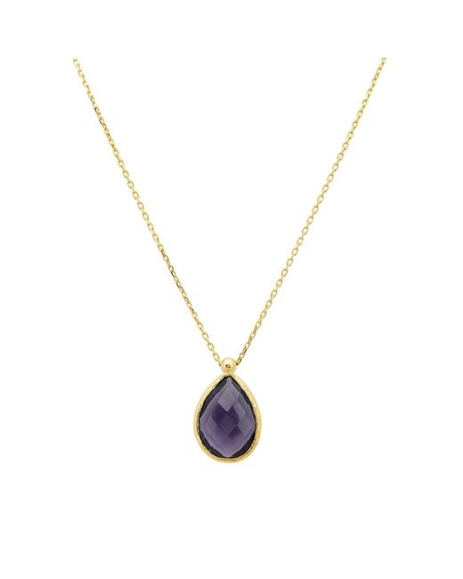 Latelita London Metallic Petite Drop Necklace Gold Amethyst Hydro