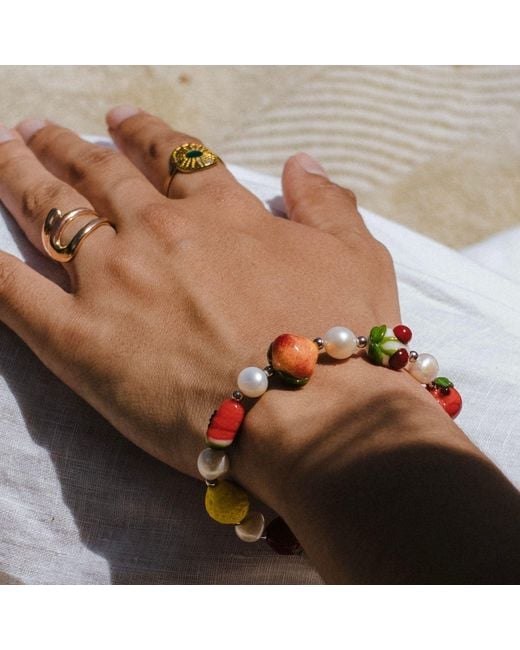 WHYAT Red Fruity Charms Bracelet