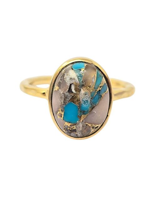 Harfi Blue Statement Opal Gemstone Vermeil Ring
