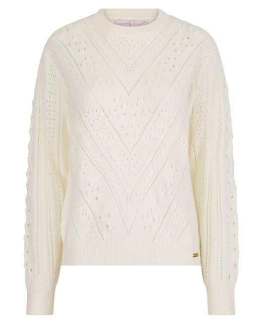 Hortons England White Newquay Pointelle Knit Jumper Cream