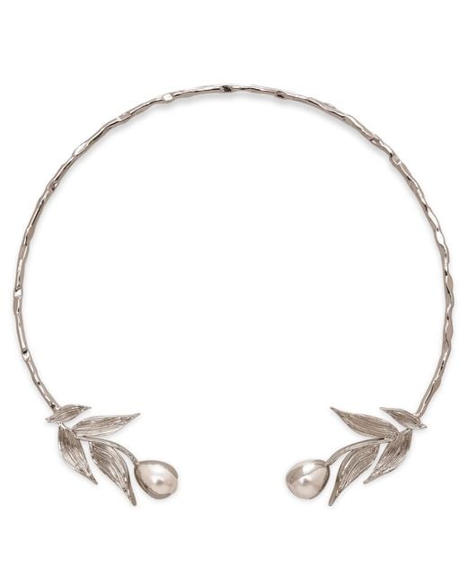 Dhwani Bansal Metallic Reva Choker With Baroque Pearls