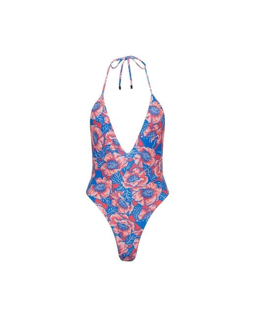 Playaluxe Blue Los Cabos Deep V One Piece Hibiscus
