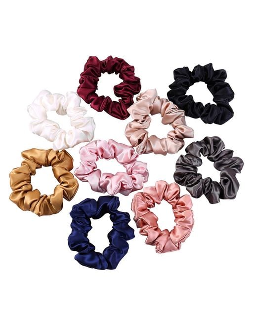 Soft Strokes Silk Blue Pure Mulberry Silk Regular Scrunchie Set Of Ten