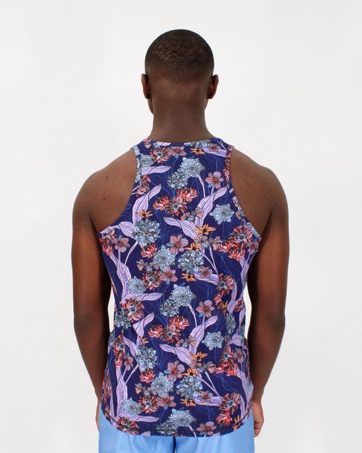 Lords of Harlech Blue Tedford Ocean Floral Tank for men